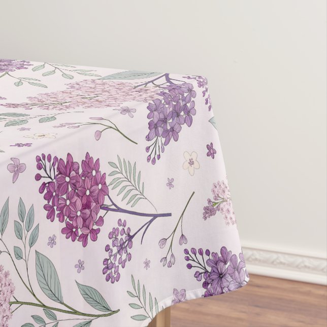 Nappe Motif floral lilas rose et violet clair   (In Situ)
