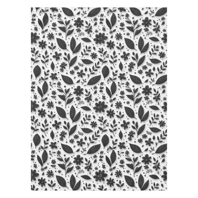 Nappe Motif floral monochrome avec feuilles et fleurs (Devant)