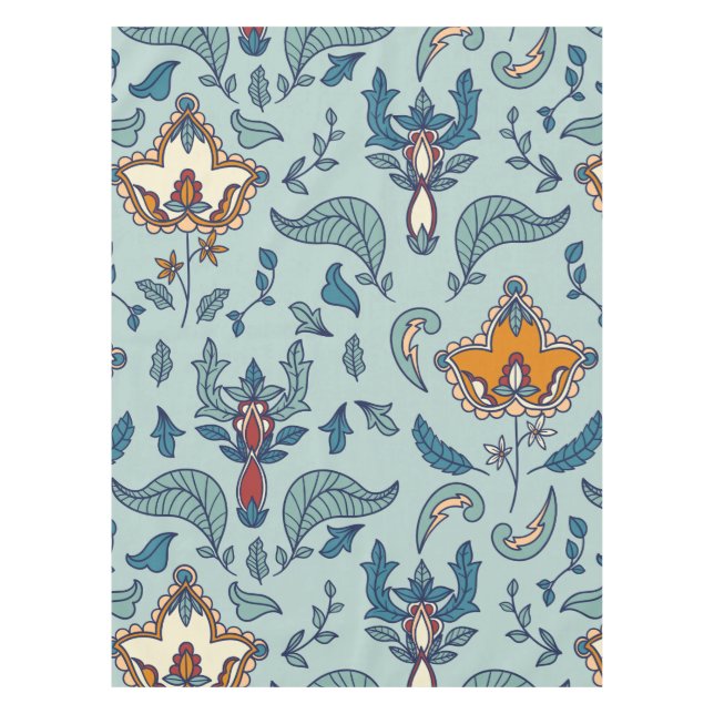 Nappe Motif floral orné sur fond bleu pâle (Devant)