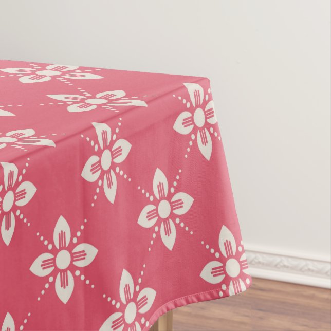 Nappe Motif floral rose vibrant avec fleurs géométriques (In Situ)