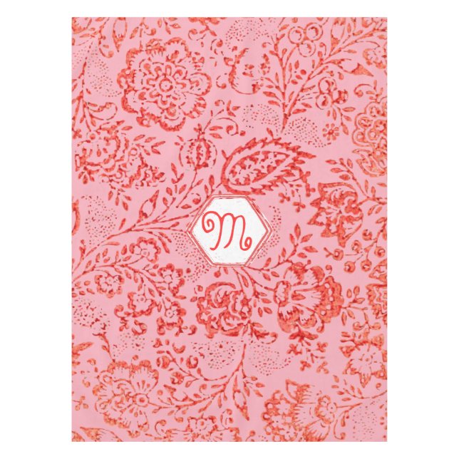 Nappe Motif floral rouge et rose (Devant)