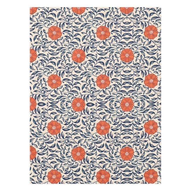 Nappe Motif floral sans couture avec fleur orange vibran (Devant)