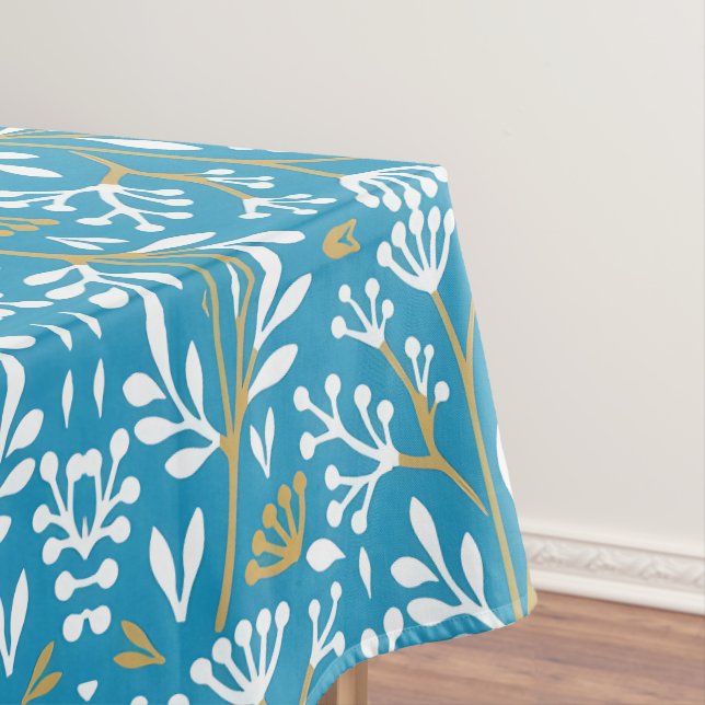 Nappe Motif floral sans couture : blanc et or sur fond b (In Situ)