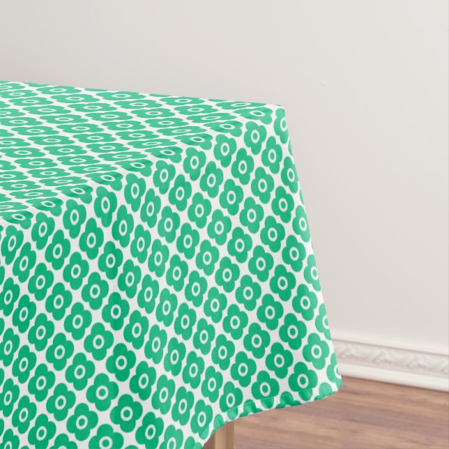 Nappe Motif floral simple vert et blanc rétro (In Situ)