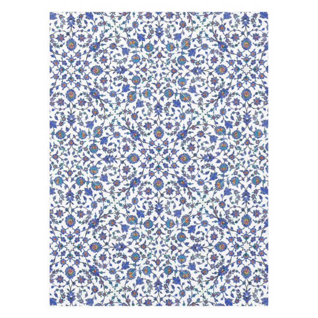 Nappe Motif floral turc bleu fait main antique de tuiles (Devant)