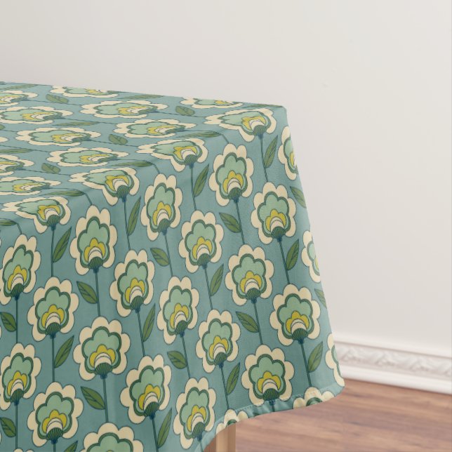 Nappe Motif floral turquoise et jaune (In Situ)