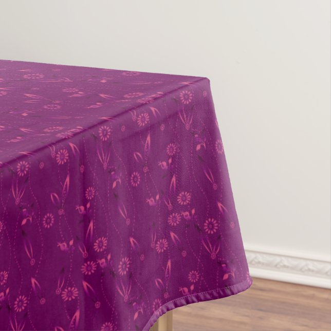 Nappe Motif floral uni rétro bordeaux (In Situ)
