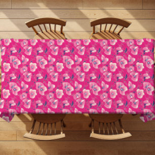 Nappe Motif floral vibrant en rose, blanc et bleu royal