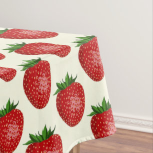 Nappe Motif fraises, fraises rouges, fruits, feuilles