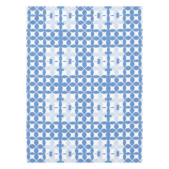 Nappe Motif géométrique abstrait bleu et blanc (Devant)