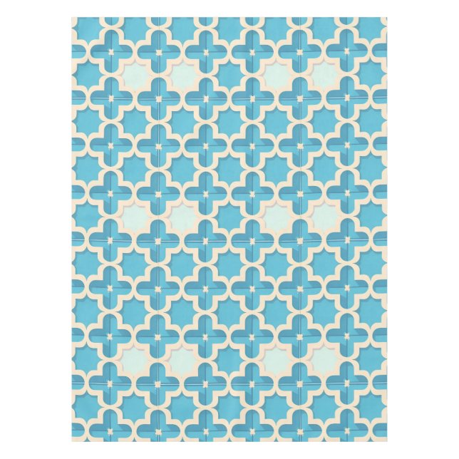 Nappe Motif géométrique bleu et blanc Abstrait (Devant)