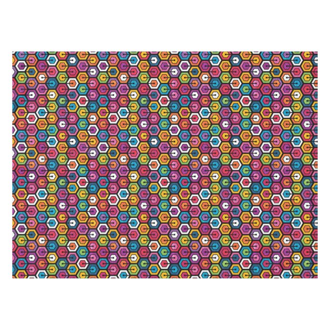Nappe Motif géométrique coloré avec des hexagones (Devant (Horizontal))