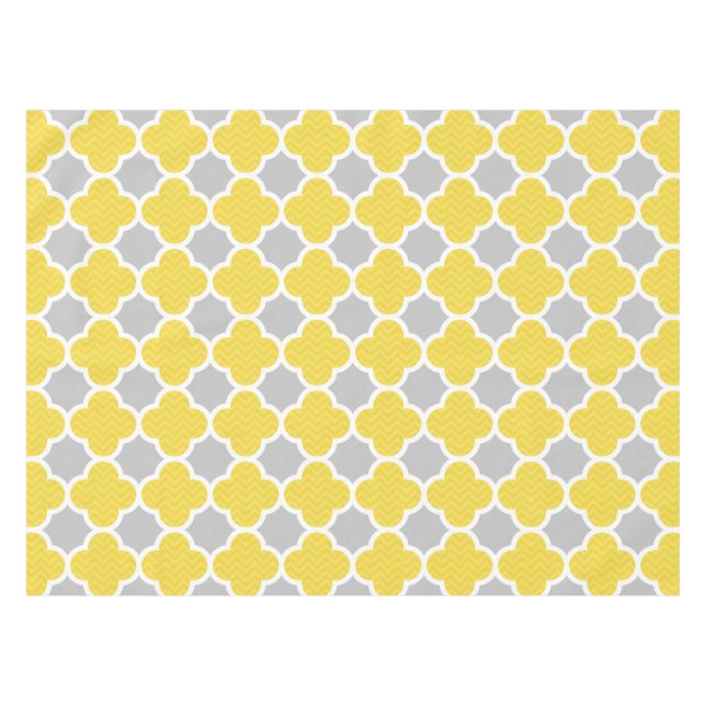 Nappe Motif géométrique jaune et gris de Quatrefoil (Devant (Horizontal))