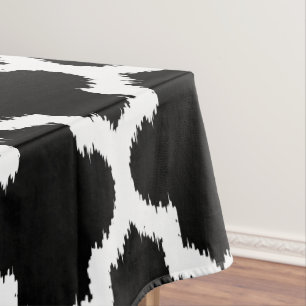 Nappe Motif géométrique Marocain Blanc Sur Noir