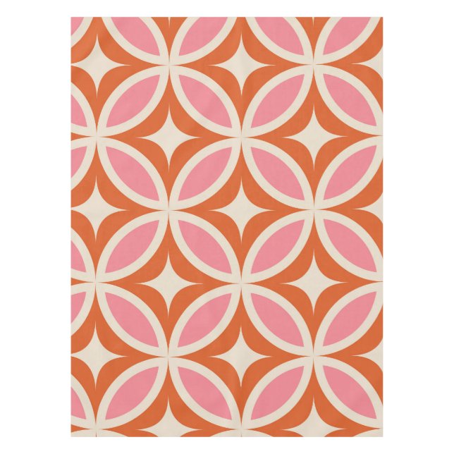 Nappe Motif géométrique moderne du milieu du siècle rose (Devant)