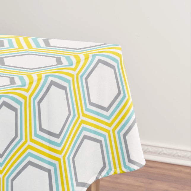 Nappe Motif géométrique moderne Jaune et Aqua (In Situ)