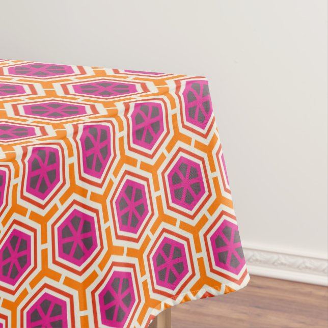 Nappe Motif géométrique moderne rose et orange rétro (In Situ)