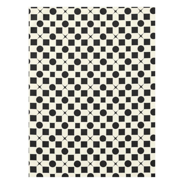 Nappe Motif géométrique noir et blanc avec cercles (Devant)