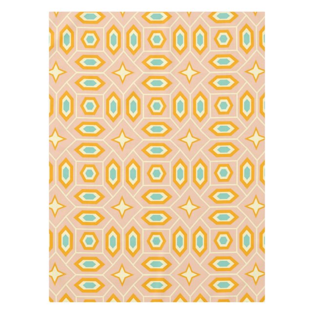 Nappe Motif géométrique rétro avec hexagones et étoiles (Devant)