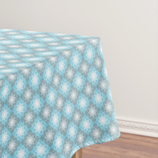 Nappe Motif géométrique rétro bleu et gris Rectangle (In Situ)