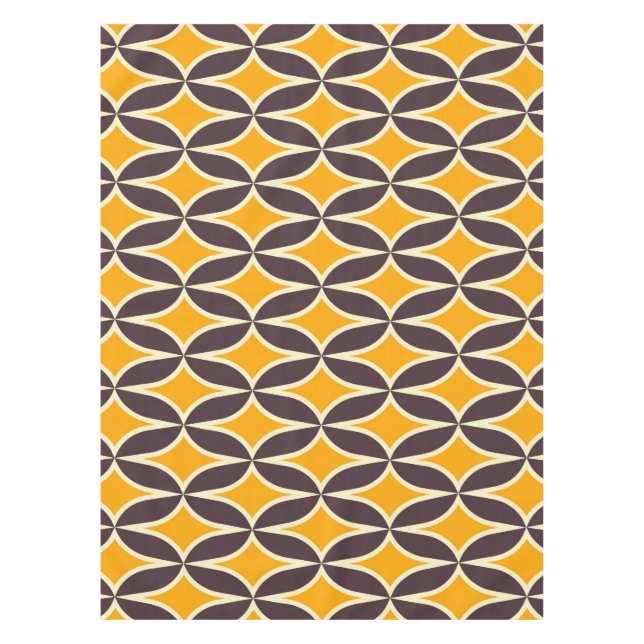 Nappe Motif géométrique rétro feuille jaune et marron (Devant)