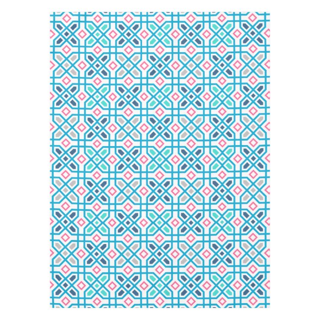 Nappe Motif géométrique rose et bleu chaud (Devant)