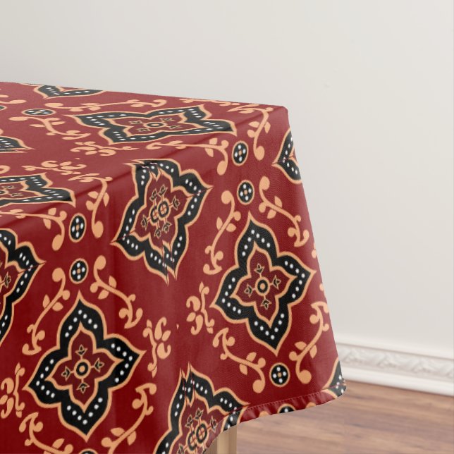Nappe Motif géométrique rouge / Impression indienne (In Situ)