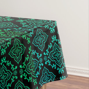 Nappe Motif géométrique vert / Impression indienne
