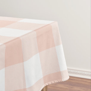 Nappe Motif Gingham Corail Pastel et Blanc