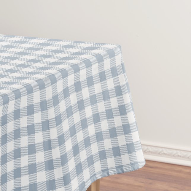 Nappe Motif Gingham Côtier Carreaux Blanc Bleu Uni (In Situ)