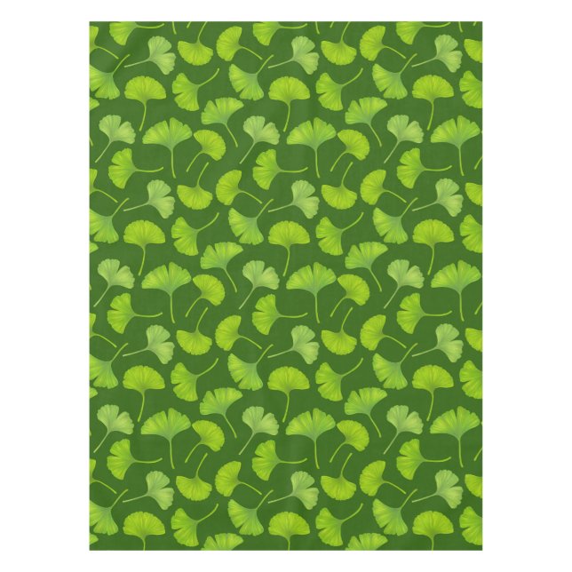 Nappe Motif Ginkgo sur vert foncé (Devant)