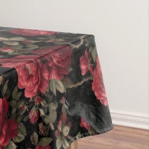 Nappe Motif gothique avec roses rouges et corbeaux