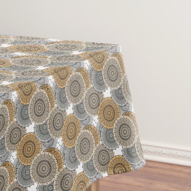 Nappe Motif gris beige mandala arabe style oriental (In Situ)