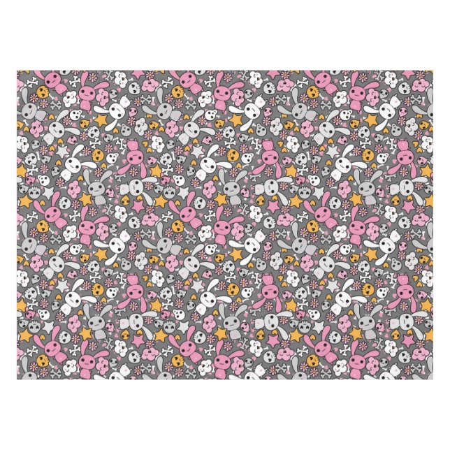 Nappe motif gris de kawaii (Devant (Horizontal))