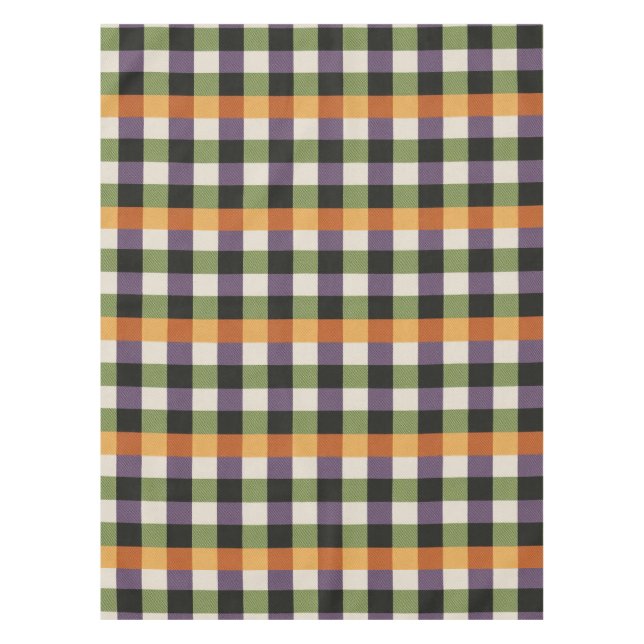 Nappe Motif Halloween vert, violet et noir en vichy (Devant)