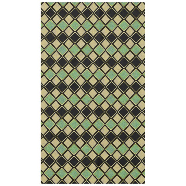 Nappe Motif Harlequin en Or, Vert et Noir  (Devant)