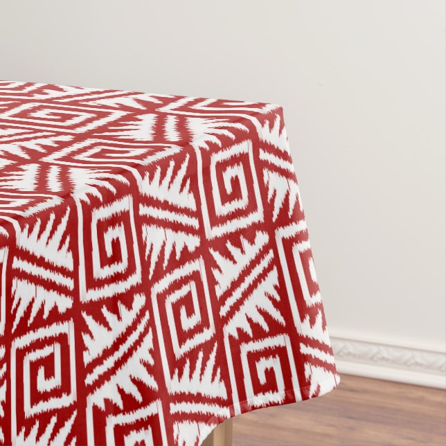 Nappe Motif Ikat Aztec - Rouge foncé et blanc (In Situ)