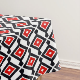 Nappe Motif Ikat - Rouge foncé, noir et blanc
