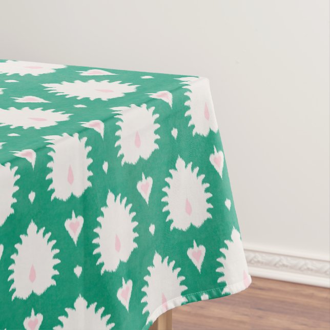 Nappe Motif ikat vert rose texturé chic moderne (In Situ)