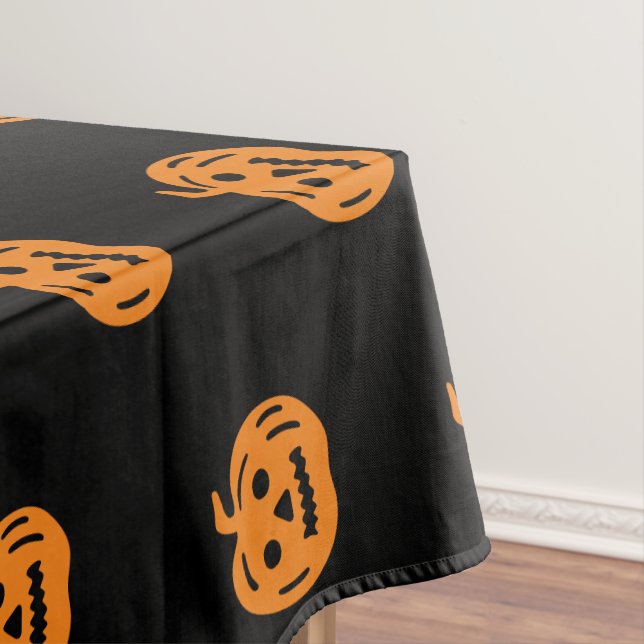 Nappe Motif Jack-o'-lantern noir orange d'Halloween (In Situ)