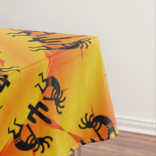 Nappe Motif Kokopelli Sud-Ouest noir et jaune