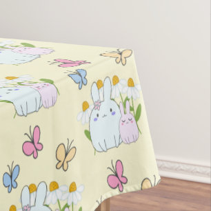 Nappe Motif lapins, papillons et marguerites