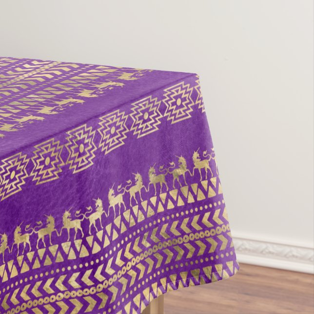Nappe Motif licorne bohème violet et or (In Situ)