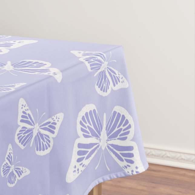 Nappe Motif Lilac Purple et White Butterfly Motif (In Situ)