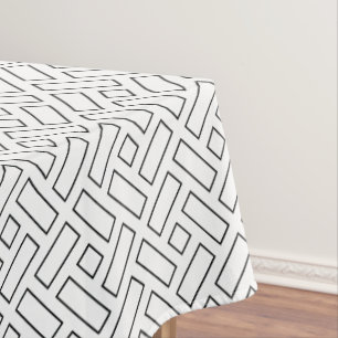 Nappe Motif linéaire noir et blanc - blanc
