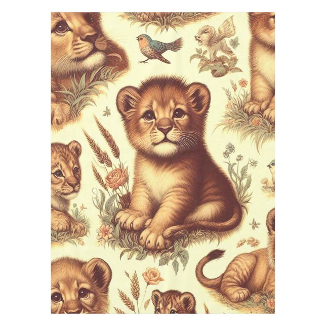 Nappe Motif Lion vintage mignon bébé (Devant)