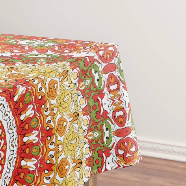Nappe Motif Mandala de Fiesta en rouge, jaune et vert (In Situ)