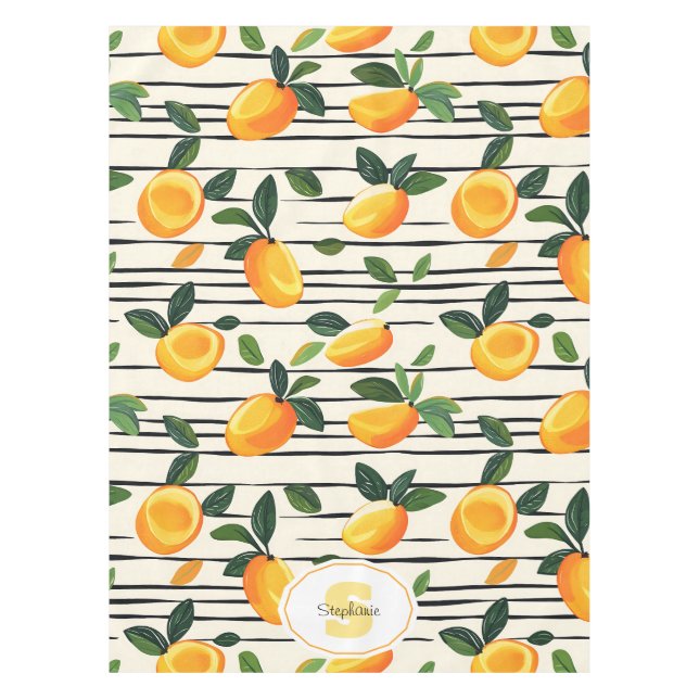 Nappe Motif Mango Aquarelle avec Feuilles verts (Devant)