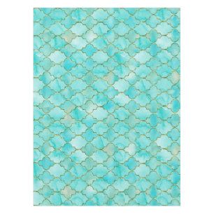 Nappe Motif Marocain Gold et Aqua