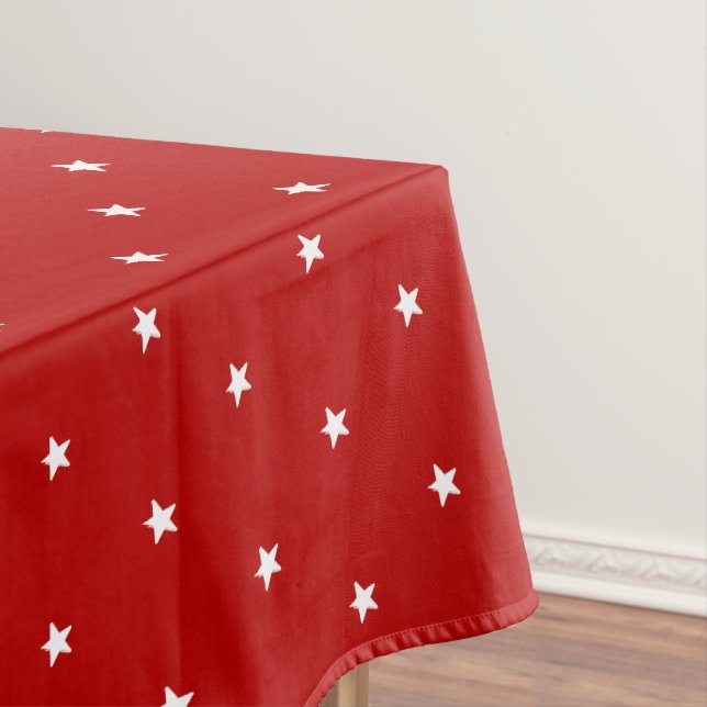 Nappe Motif moderne cerise rouge pourpre & étoiles blanc (In Situ)